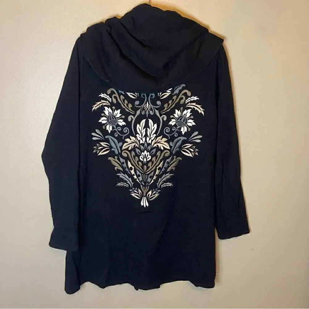 SOFT SURROUNDINGS WOOL EMBROIDERED CARDIGAN SWEATER - Picture 2 of 6